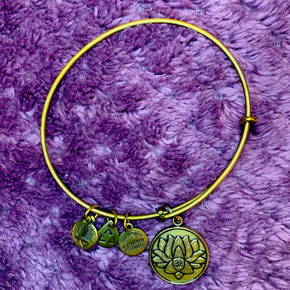 Alex and Ani Gold Lotus Flower Bangle Bracelet